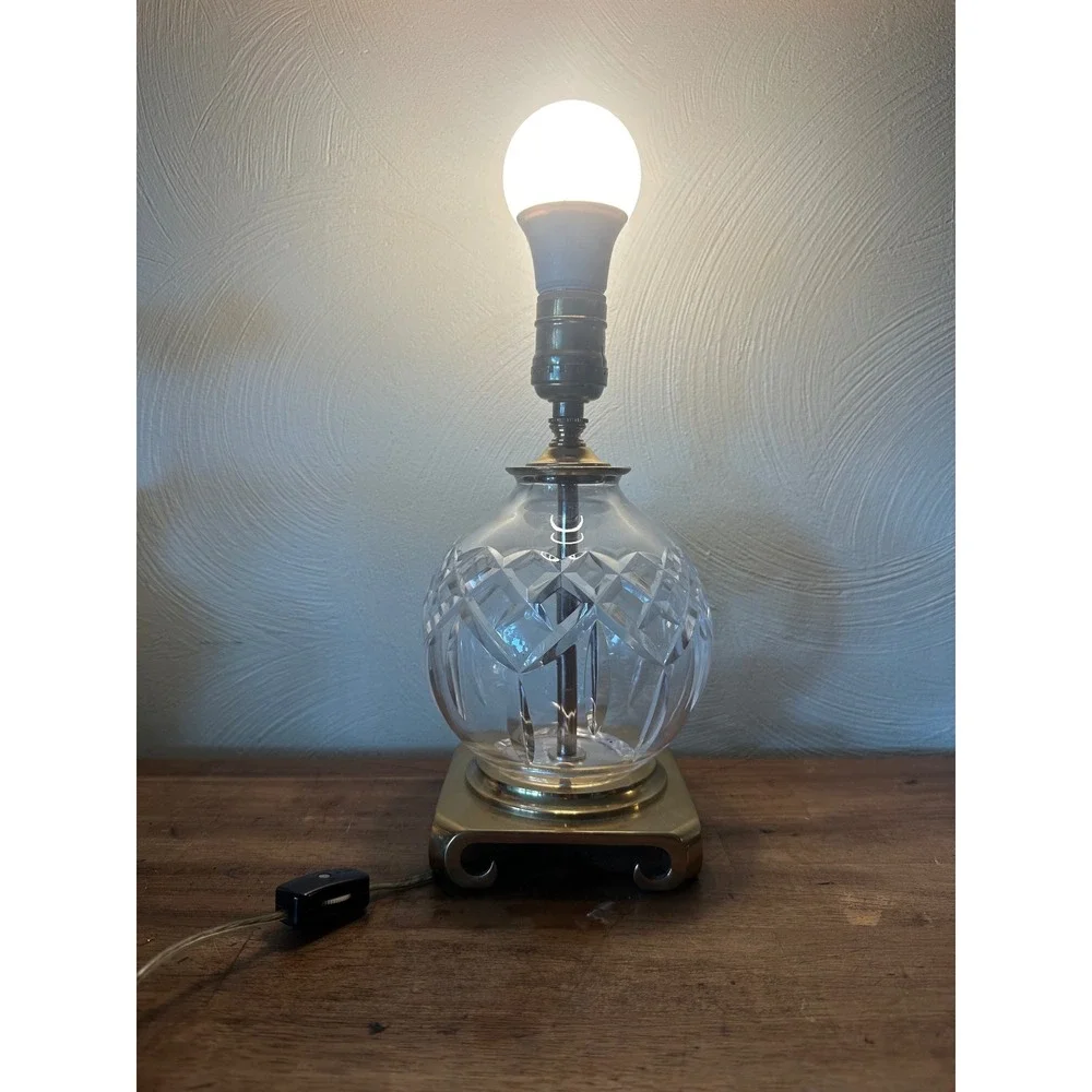 Vintage Waterford Crystal brass base, Crescent Brass Mfg